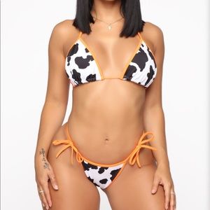 Cow Print Bikini String Bikini - Orange